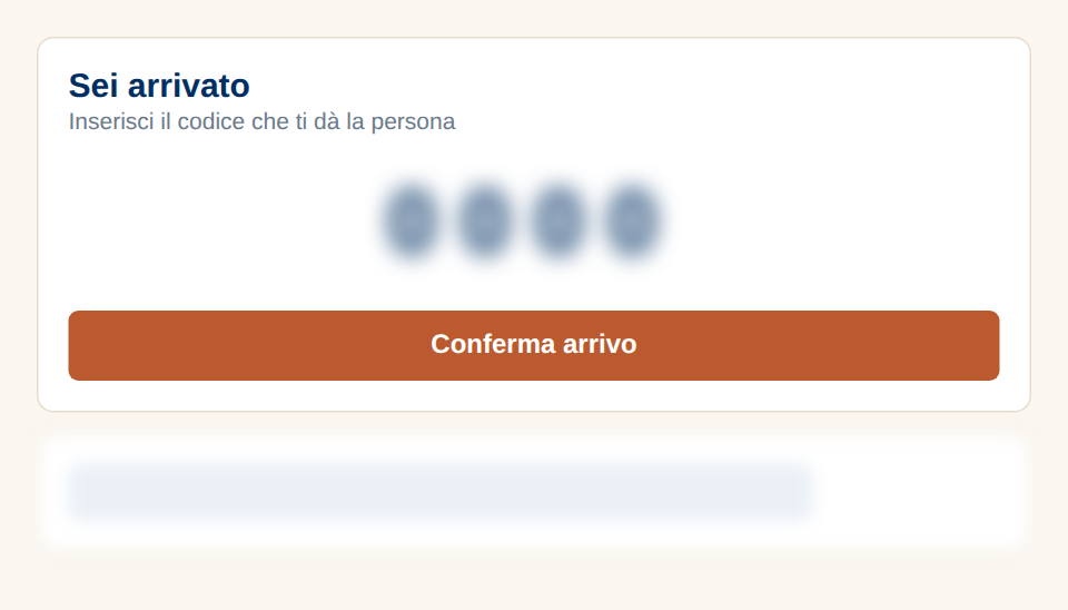 Schermata del codice di arrivo