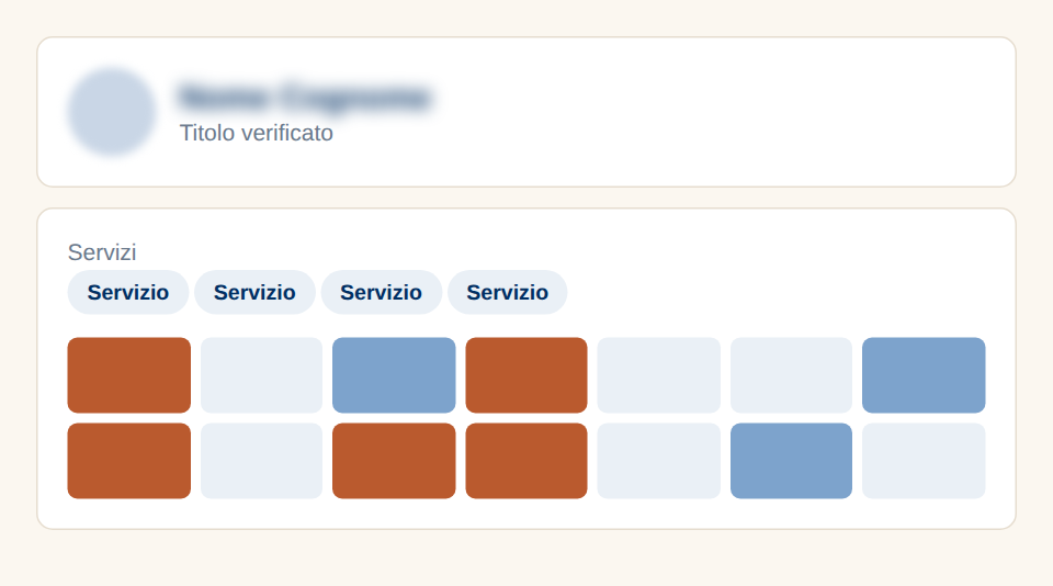 Il tuo profilo con servizi e disponibilità